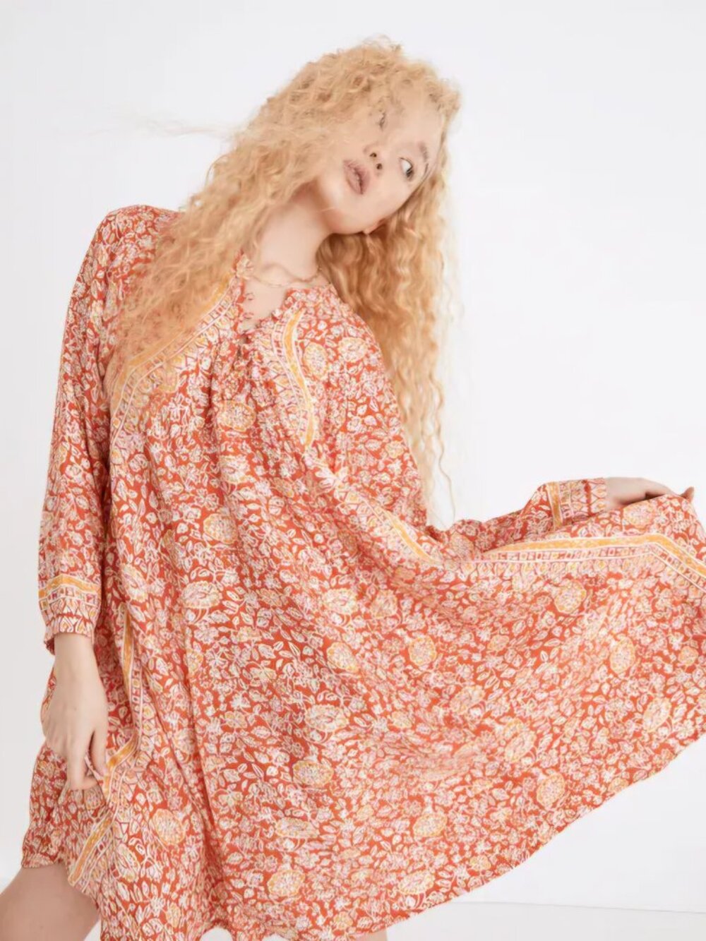 NATALIE MARTIN 100% Silk Mini Dress in Tuscany Sun Floral Print Boho Size M